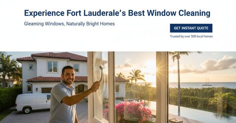 Screen showing a high-converting Fort Lauderdale window cleaning landing page with a quote request call to action.