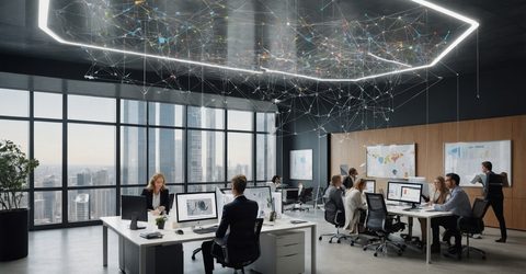 Developer reviewing structured data and schema markup code on a monitor in a bright office.