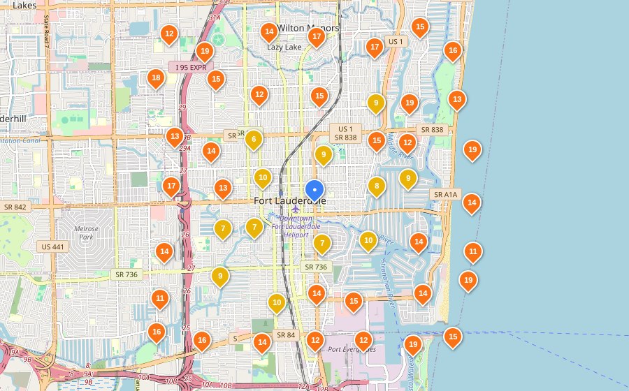 Before Autopilot SEO geo-grid ranking map for a Garage Door Repair business in Fort Lauderdale, FL