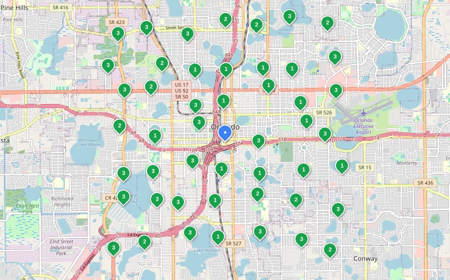 After Autopilot SEO geo-grid ranking map for a HVAC Repair business in Orlando, FL