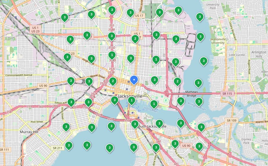 After Autopilot SEO geo-grid ranking map for a Plumbing Services business in Jacksonville, FL